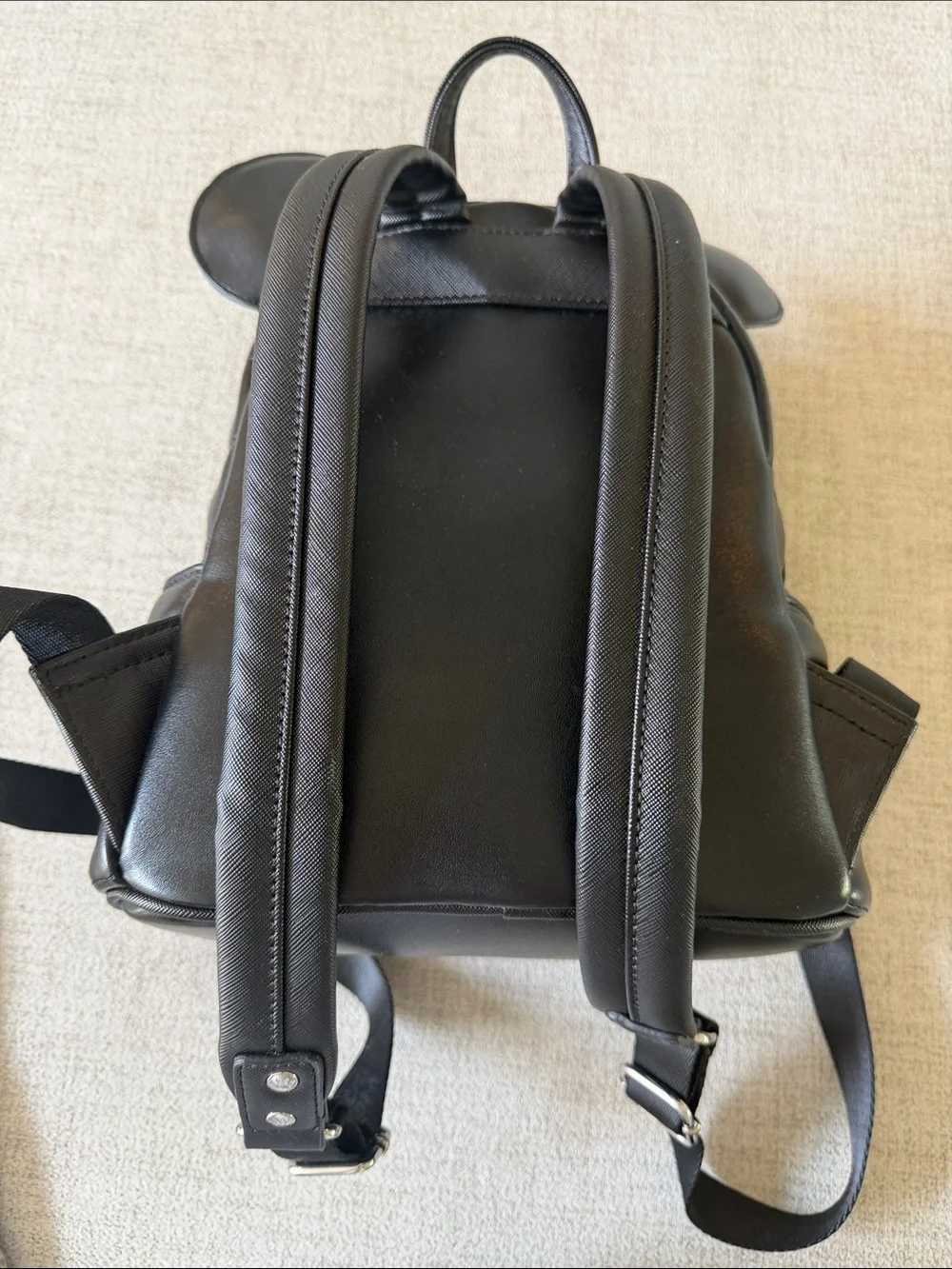 Loungefly Black Mini Backpack with Red Bow and Mouse Ears